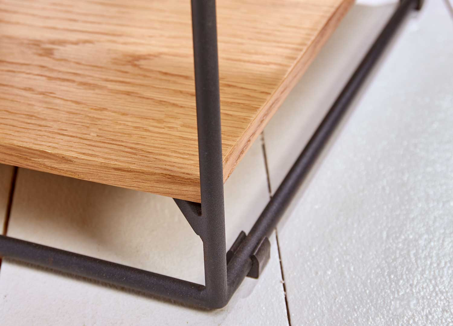 Table de chevet 1 tiroir et étagère chêne sauvage et métal