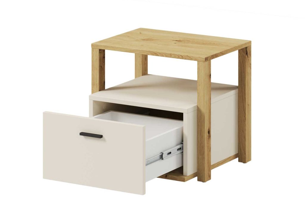 Table de chevet enfant 1 tiroir beige et chêne