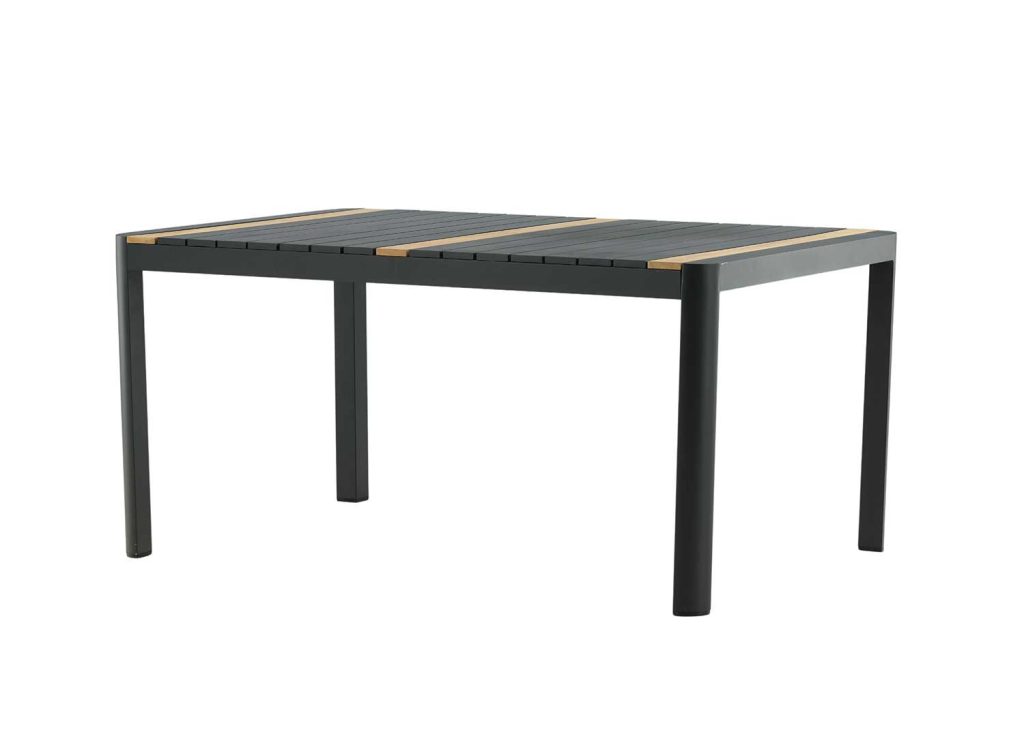 Table de jardin 150 cm teck et aluminium noir
