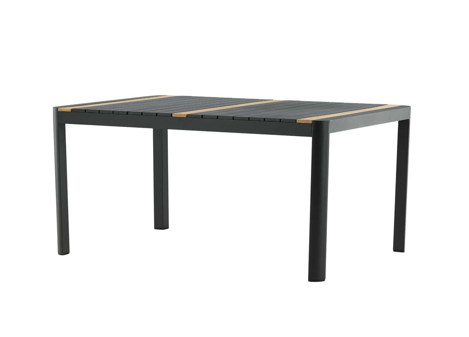 Table de jardin 150 cm teck et aluminium noir