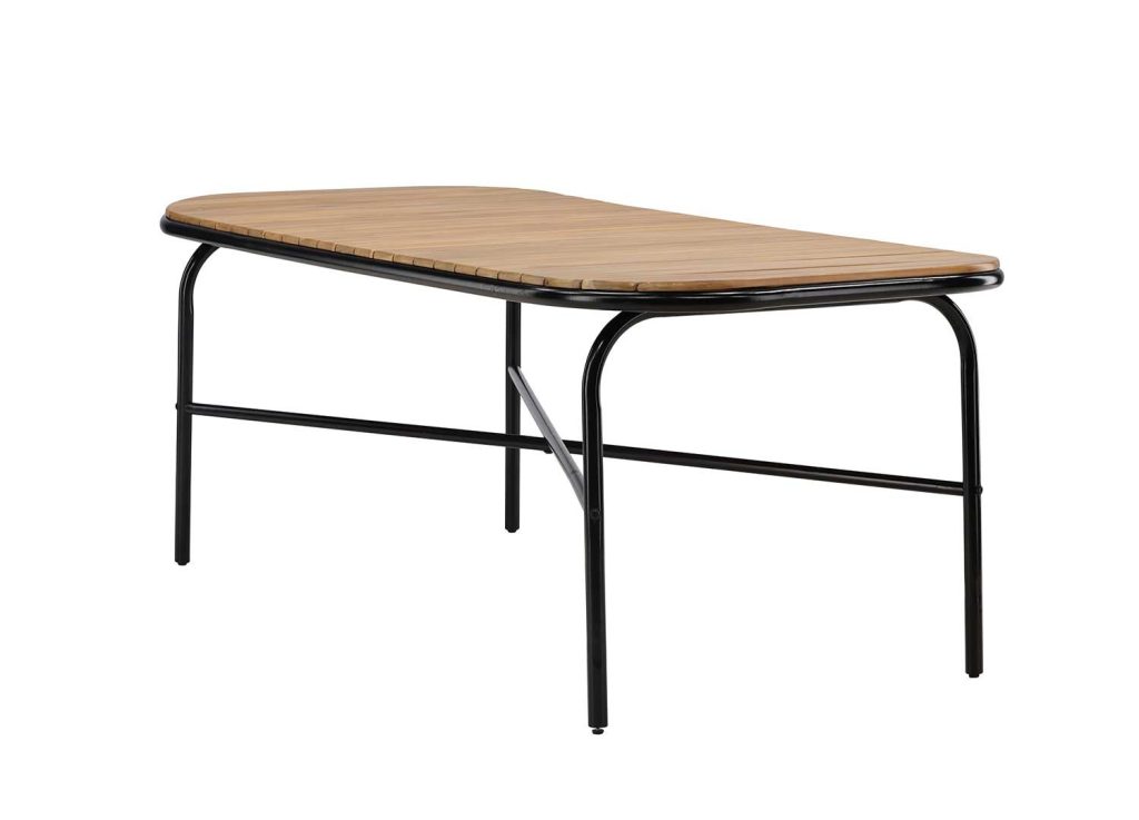 Table de jardin 8 personnes bois d'acacia et acier noir