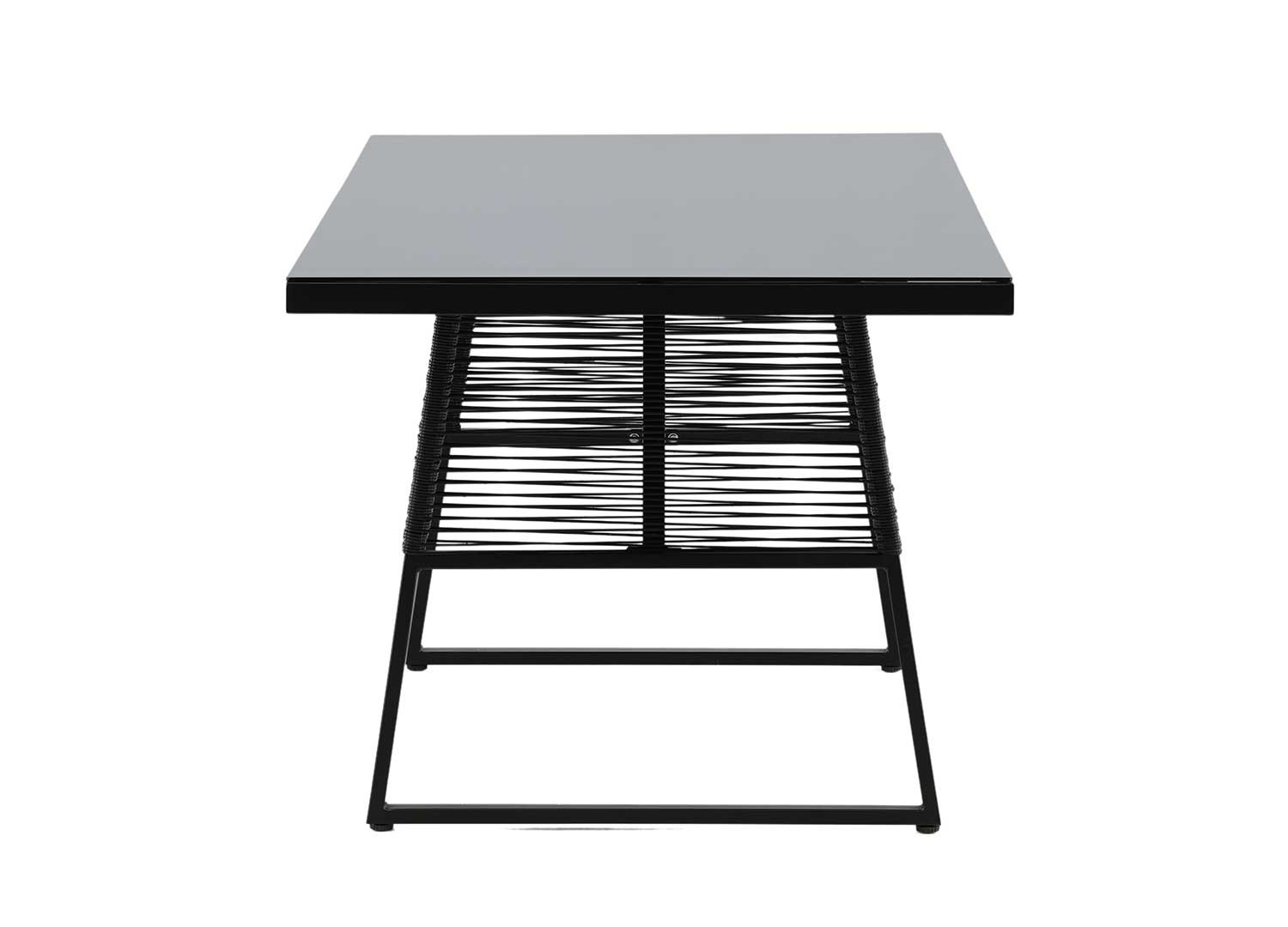 Table de jardin noire en verre et aluminium
