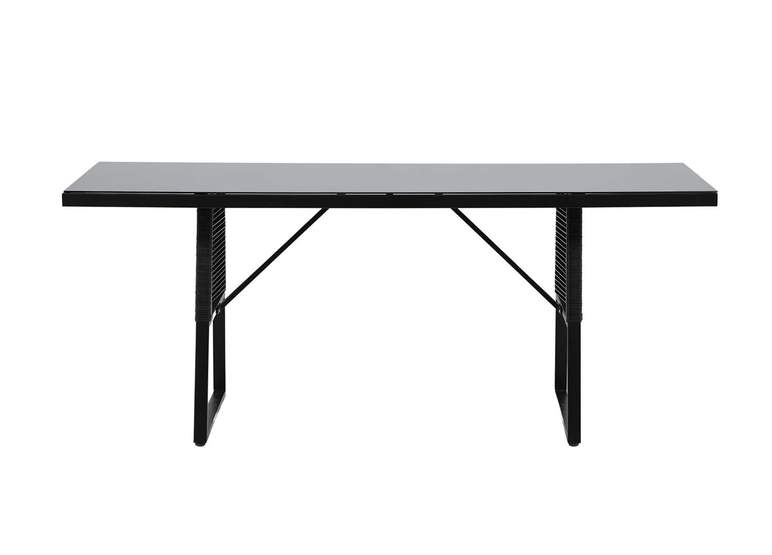 Table de jardin noire en verre et aluminium
