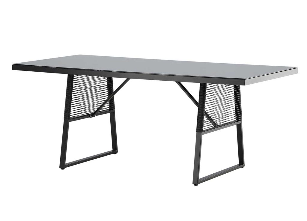 Table de jardin noire en verre et aluminium