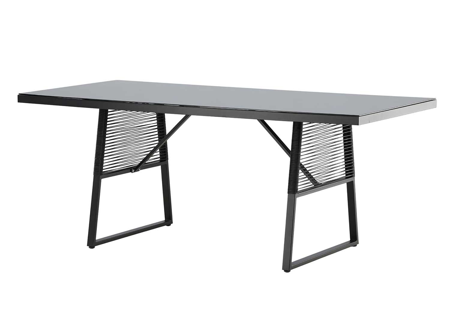 Table de jardin noire en verre et aluminium