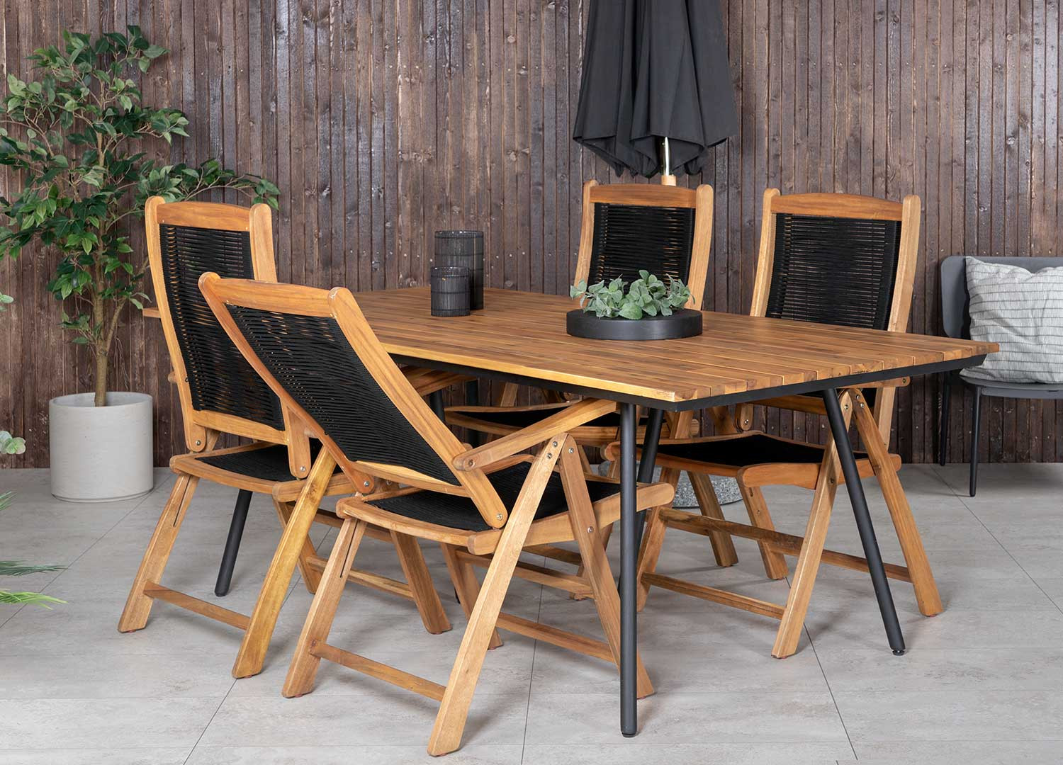 Table de jardin rectangulaire 2m bois et acier