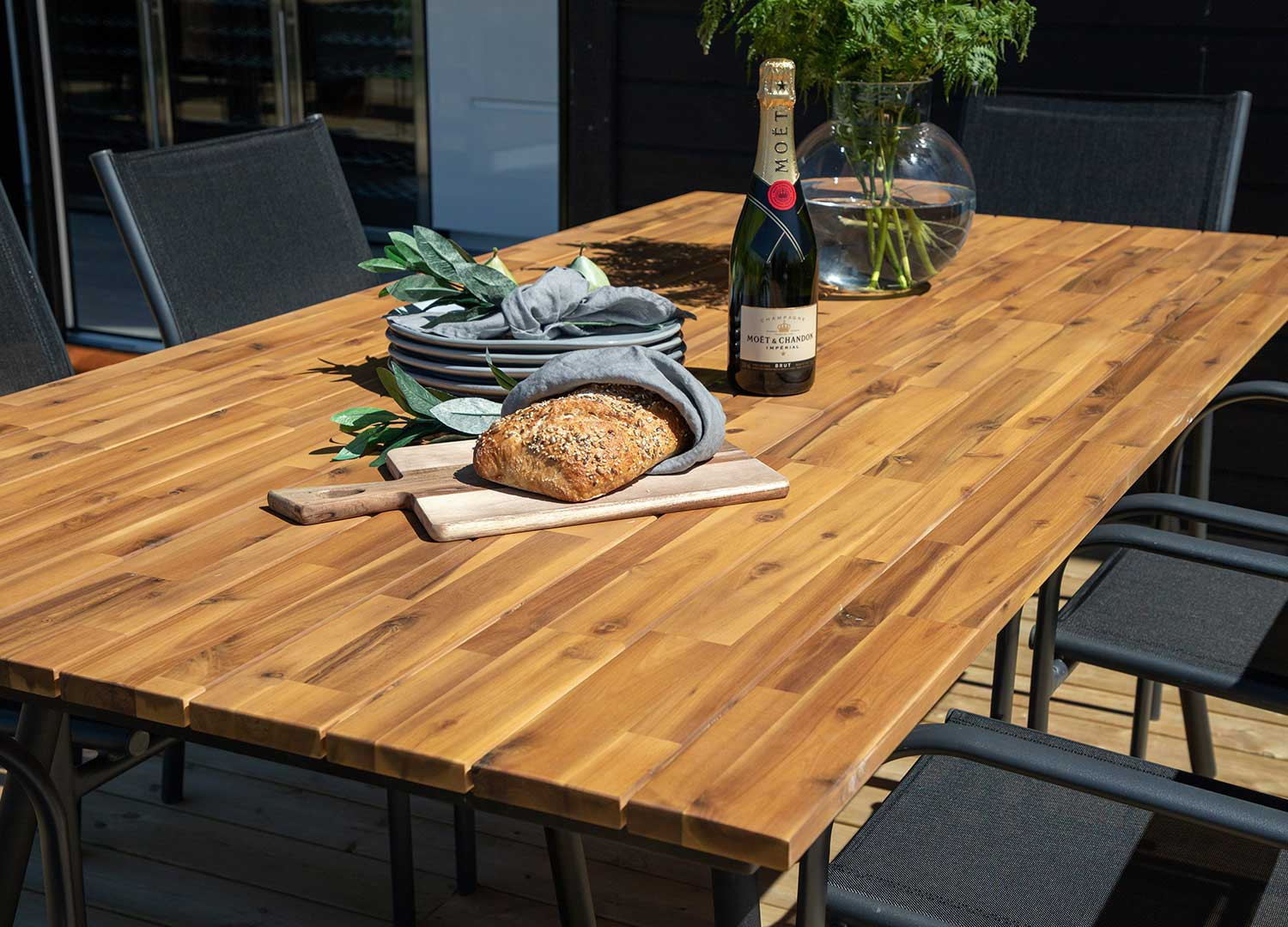 Table de jardin rectangulaire 2m bois et acier