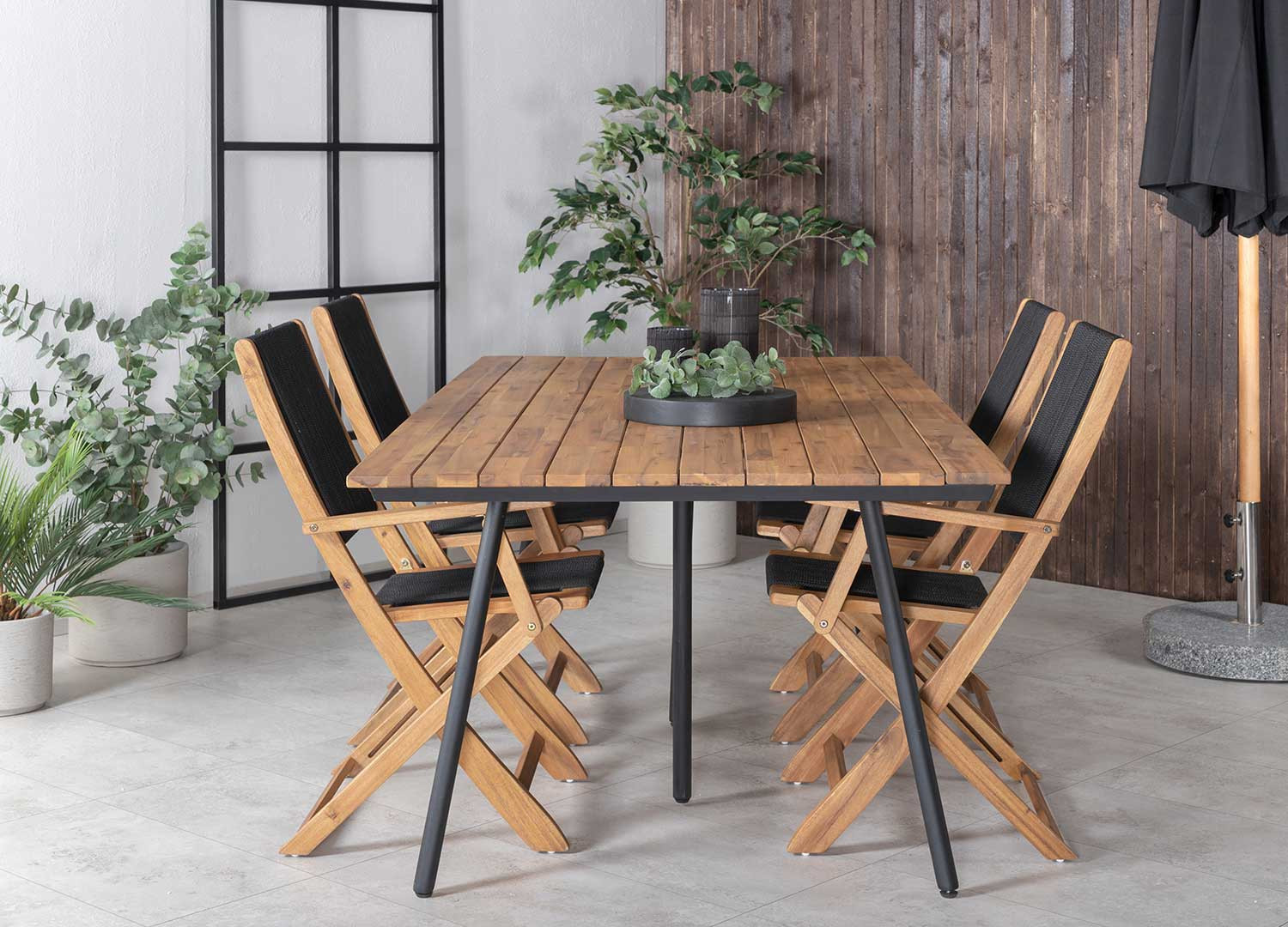 Table de jardin rectangulaire 2m bois et acier