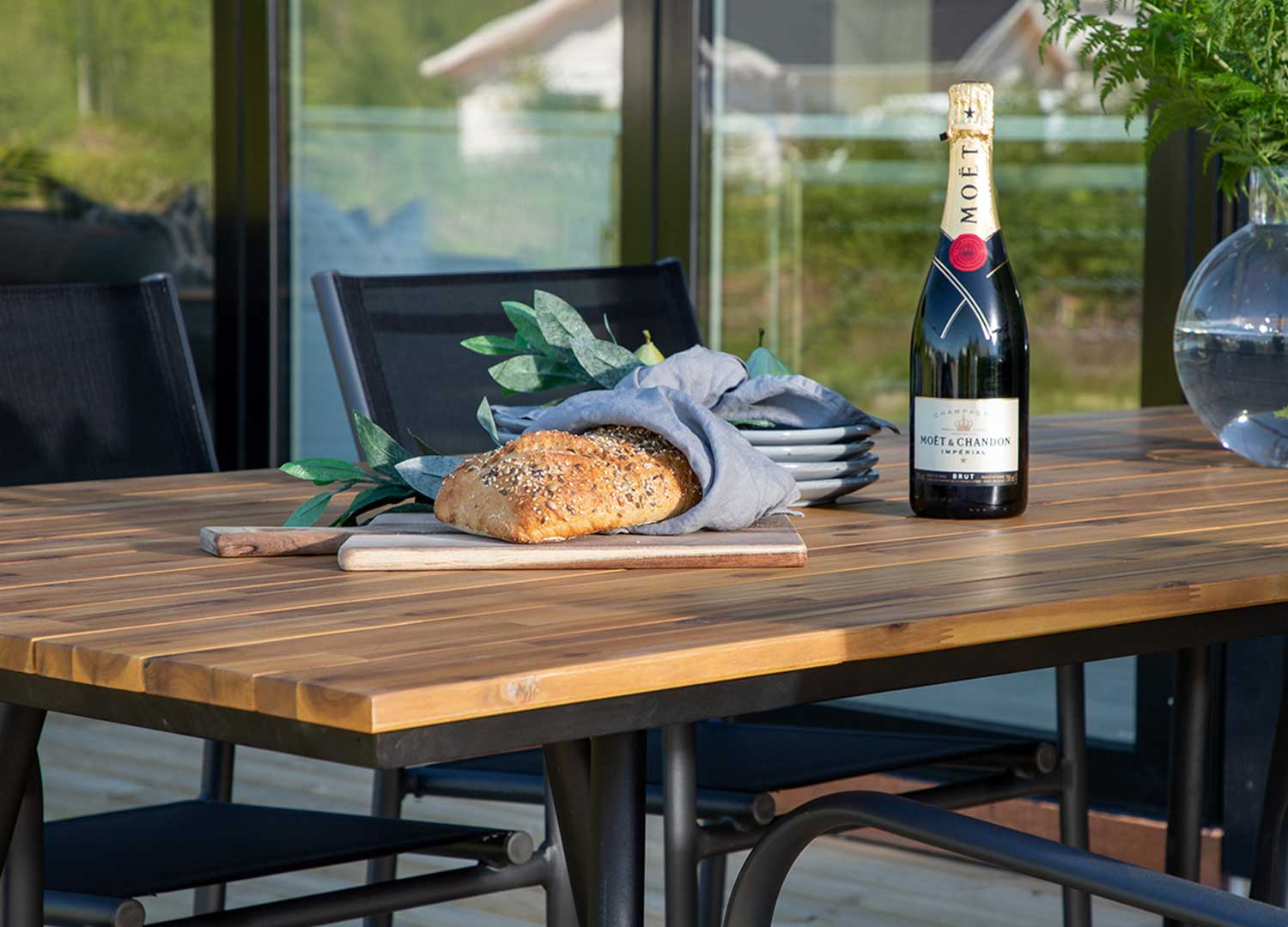Table de jardin rectangulaire 2m bois et acier