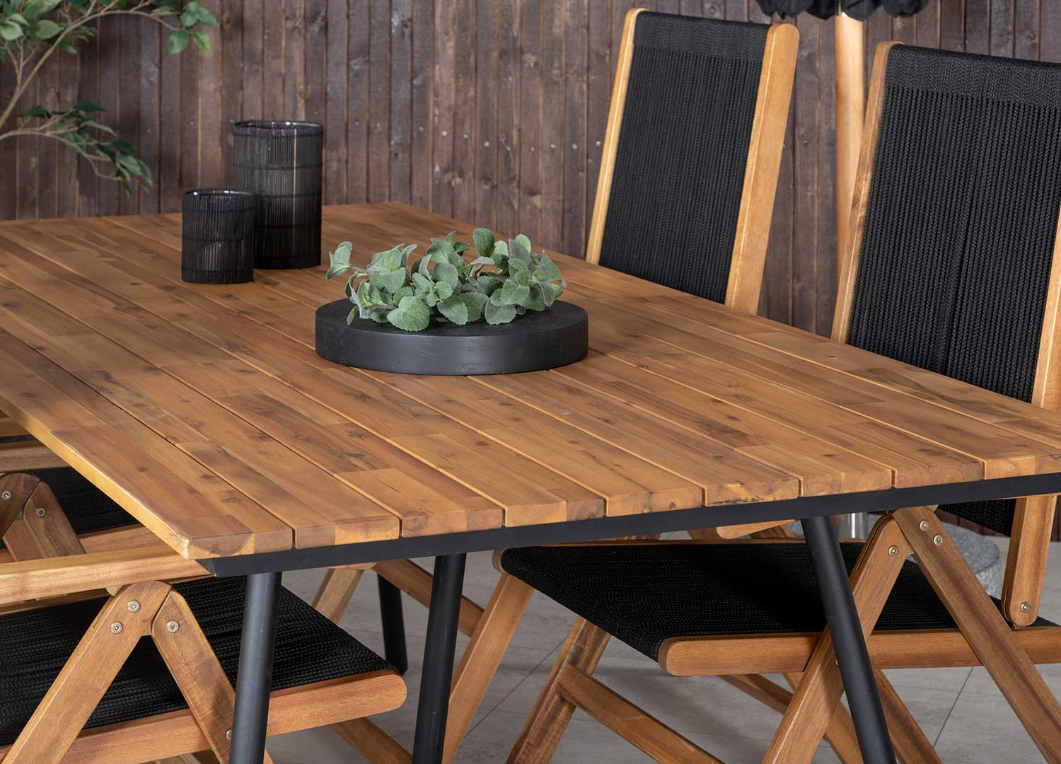 Table de jardin rectangulaire 2m bois et acier