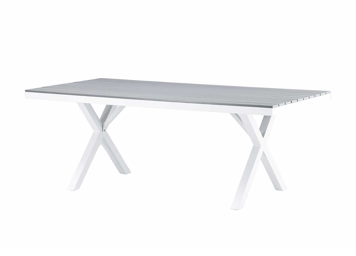 Table de jardin rectangulaire 2m gris et blanc