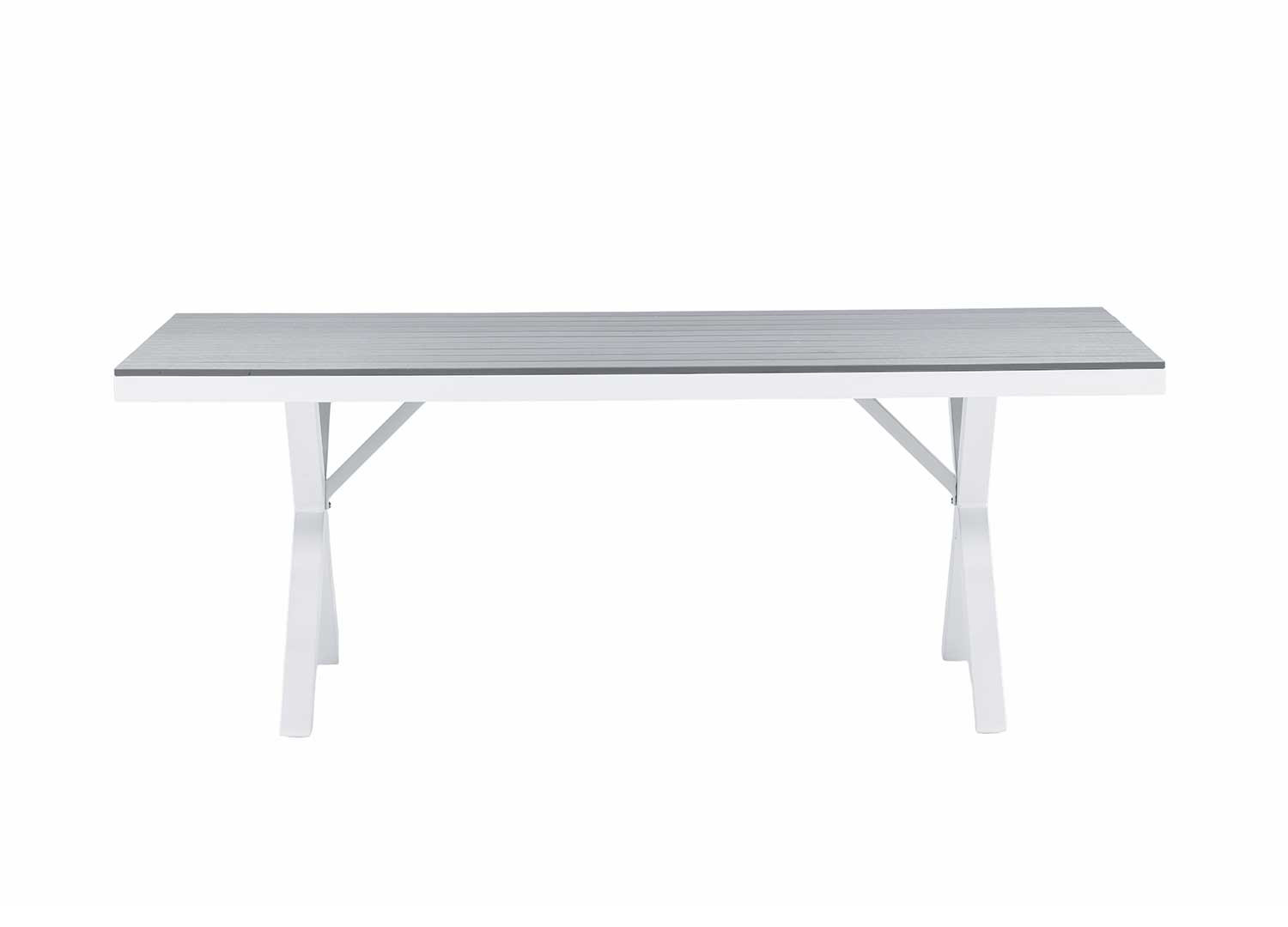 Table de jardin rectangulaire 2m gris et blanc