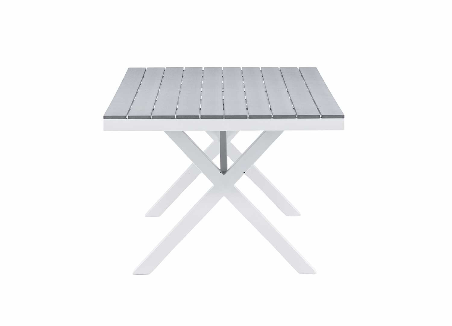 Table de jardin rectangulaire 2m gris et blanc