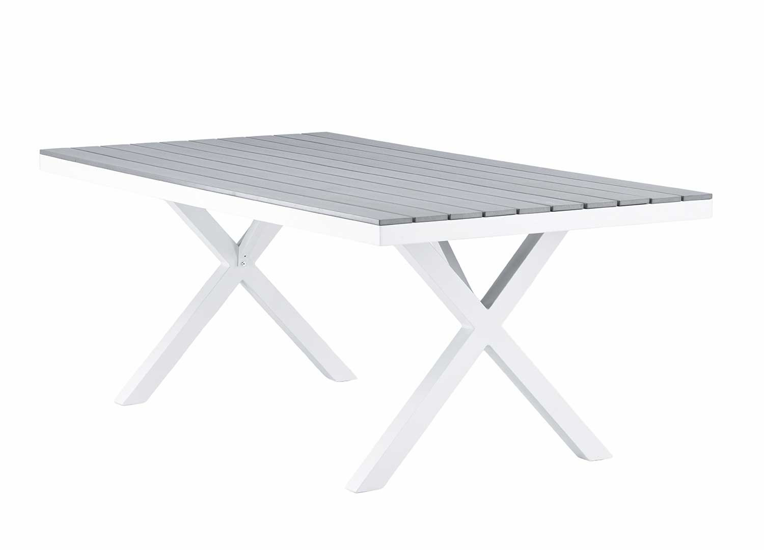 Table de jardin rectangulaire 2m gris et blanc