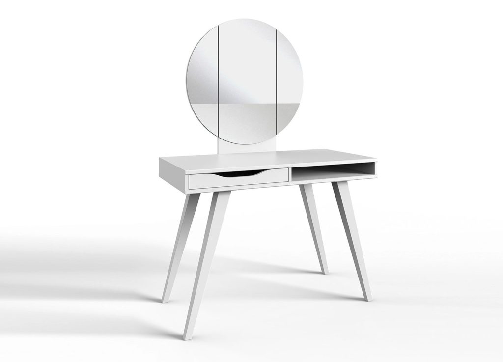 Table de maquillage avec miroir de couleur blanche