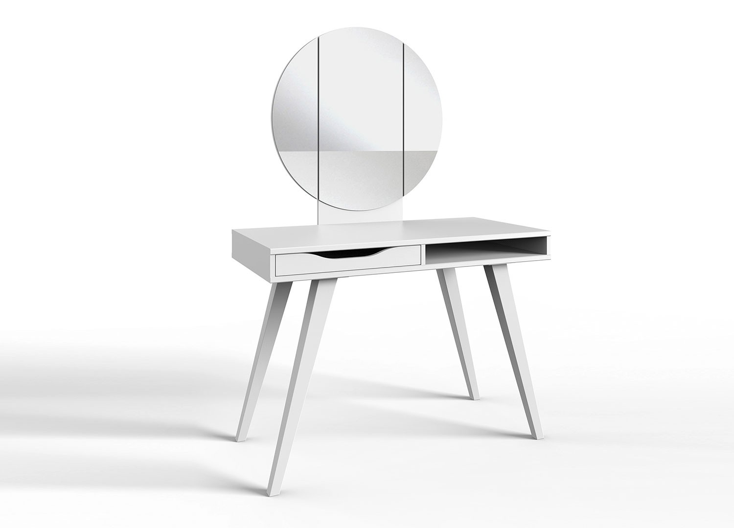 Table de maquillage avec miroir de couleur blanche