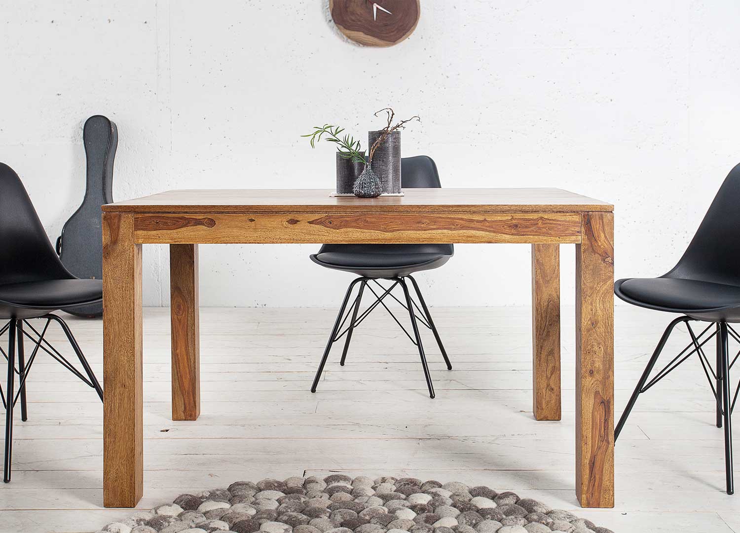Table de repas avec allonges 120-200 cm bois massif shesham