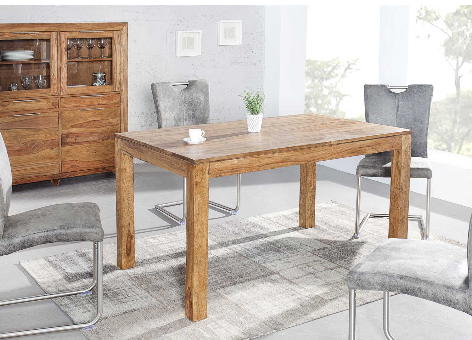 Table de repas bois massif de sesham 120 cm
