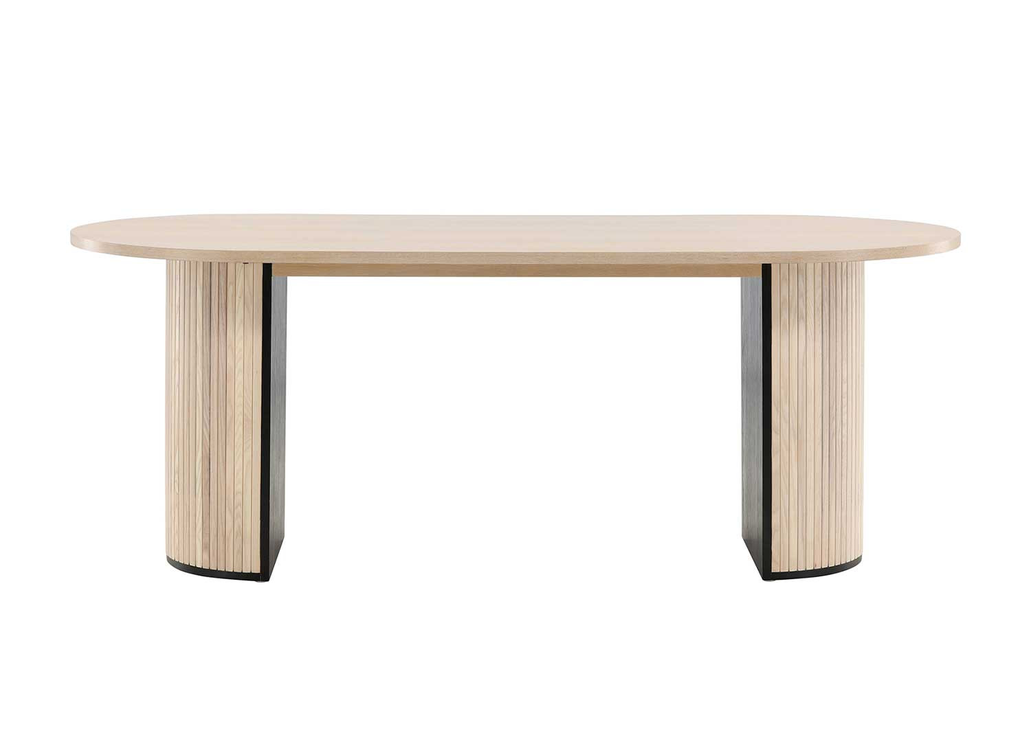 Table de repas ovale chêne blanchi et noir 2m