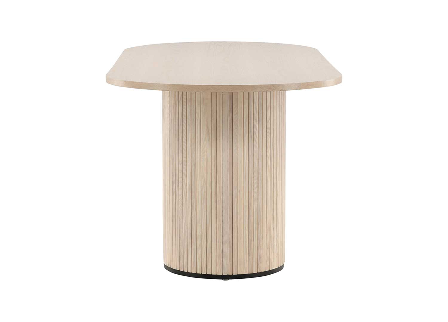 Table de repas ovale chêne blanchi et noir 2m