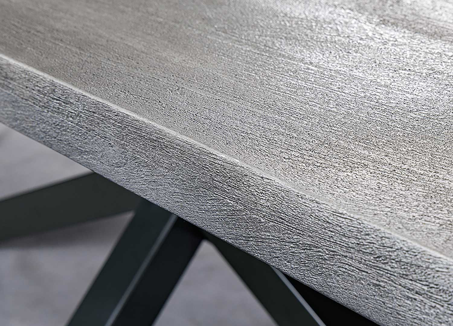 Table de salle à manger 2m bois de manguier gris et métal noir