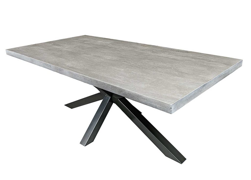 Table de salle à manger 2m bois de manguier gris et métal noir