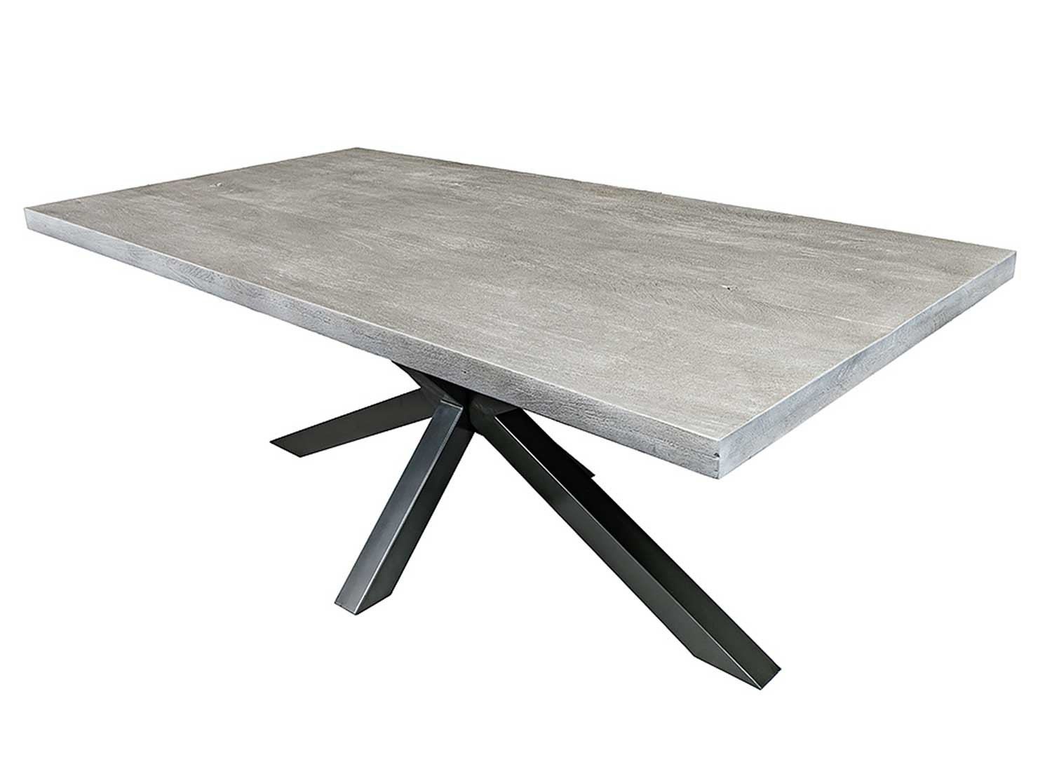 Table de salle à manger 2m bois de manguier gris et métal noir