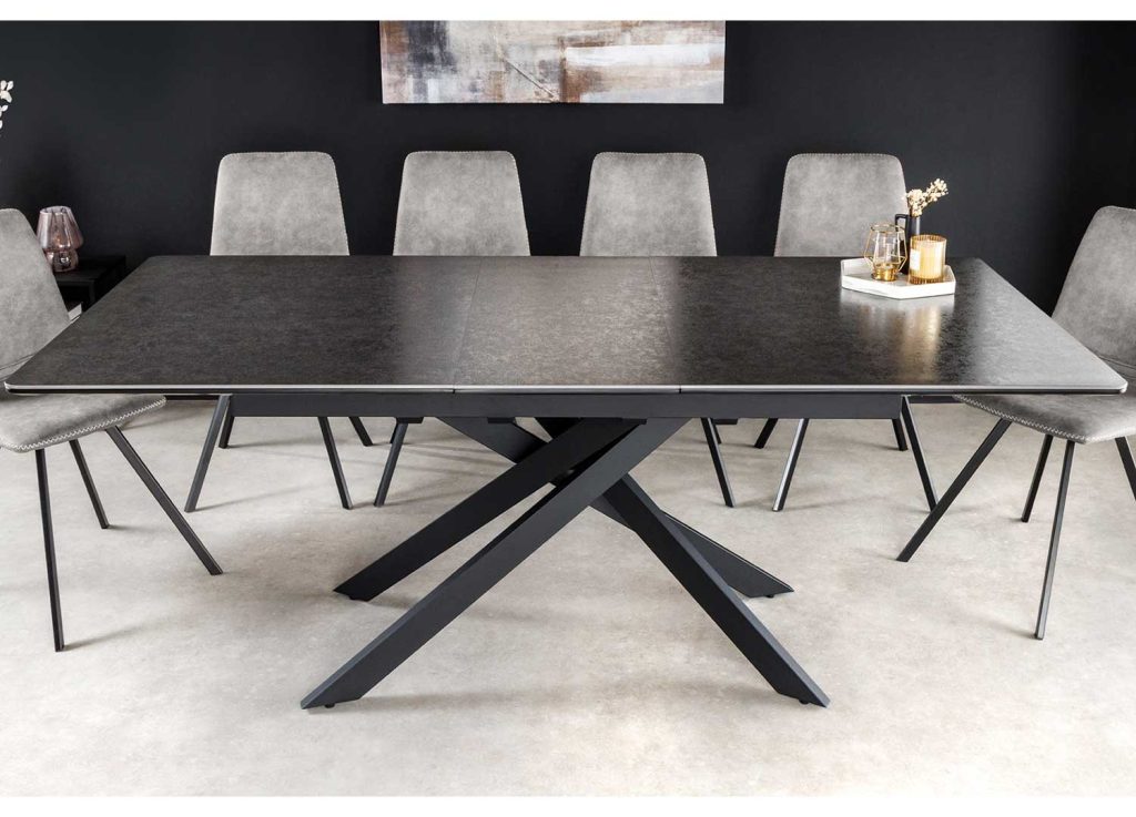 Table de salle à manger anthracite allonge centrale 160-200 cm