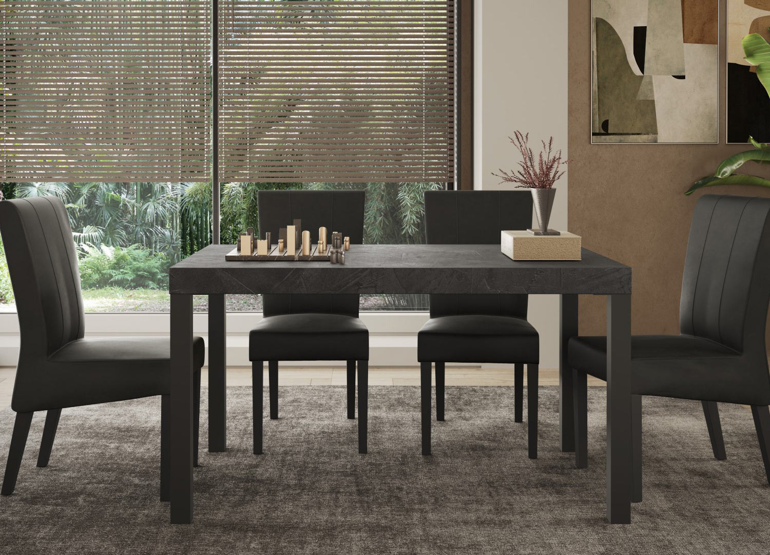 Table de salle à manger rectangulaire 140 cm gris graphite
