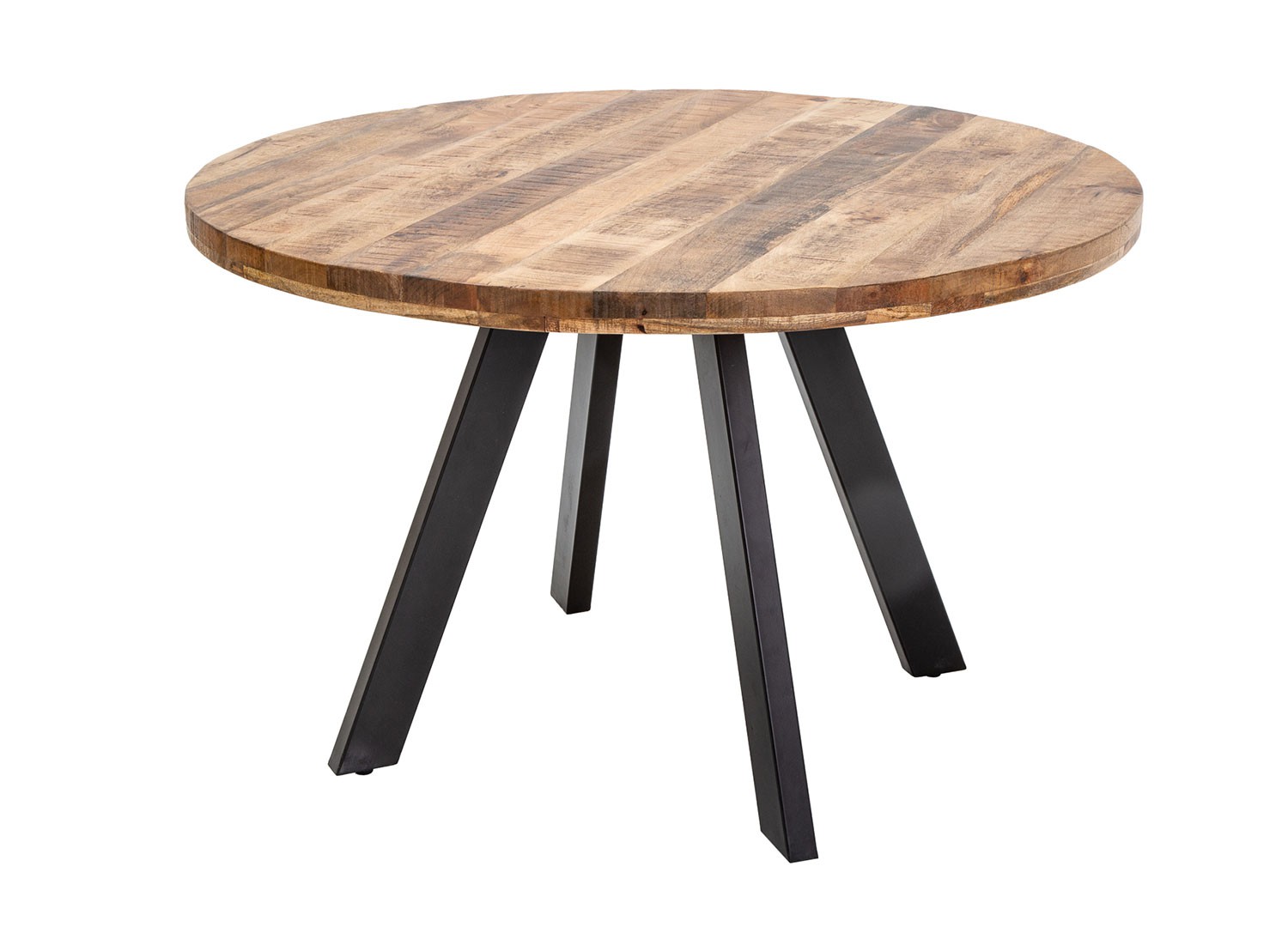 Table de salle à manger ronde bois massif manguier et pied métal