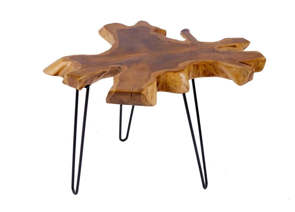 Table de salon bois de teck et métal 60 cm Macha