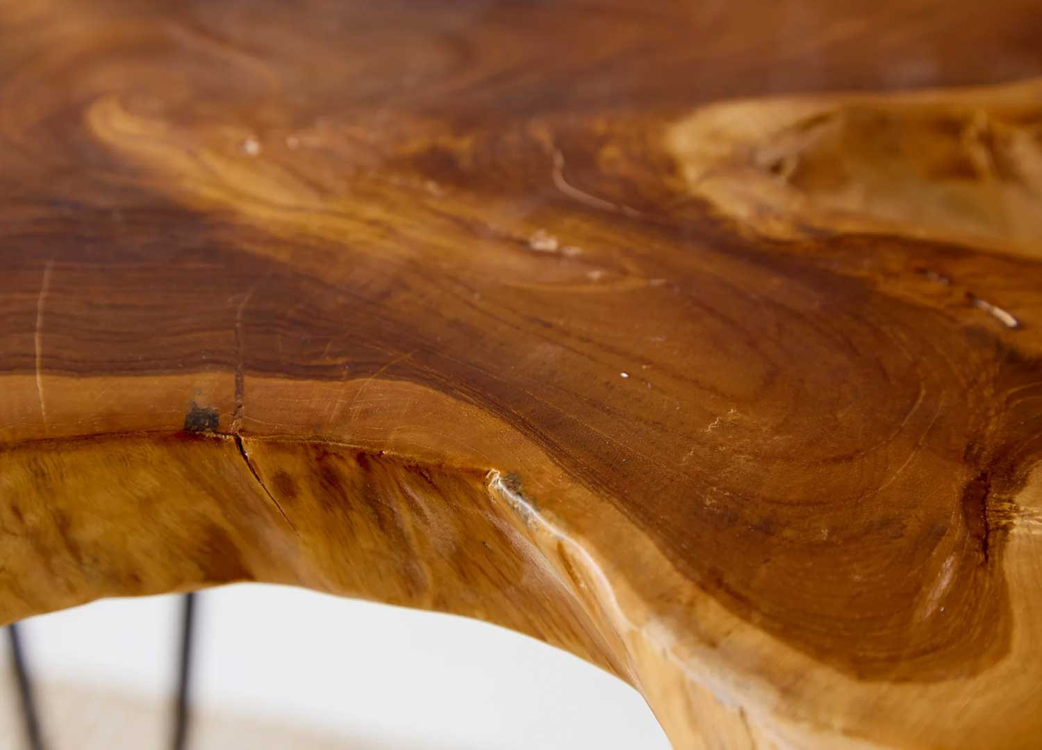 Table de salon bois de teck et métal 60 cm Macha