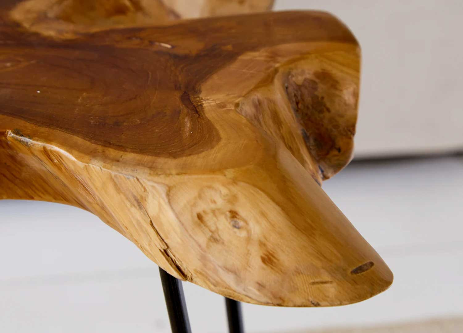 Table de salon bois de teck et métal 60 cm Macha