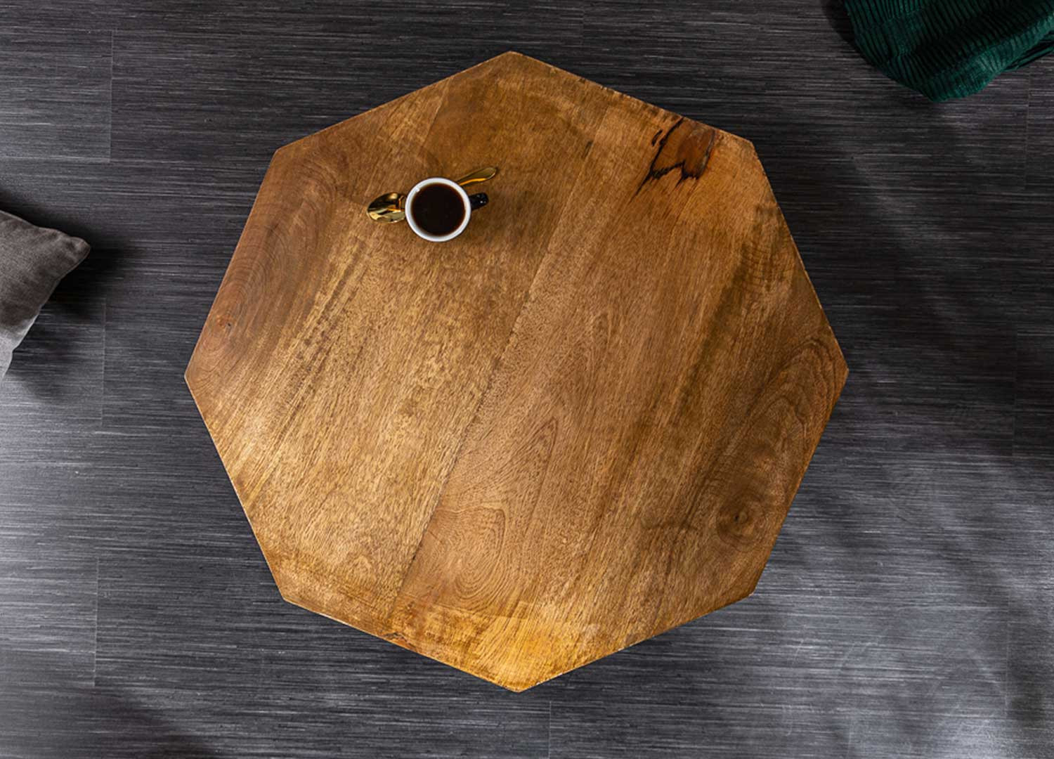Table de salon en bois massif et laiton