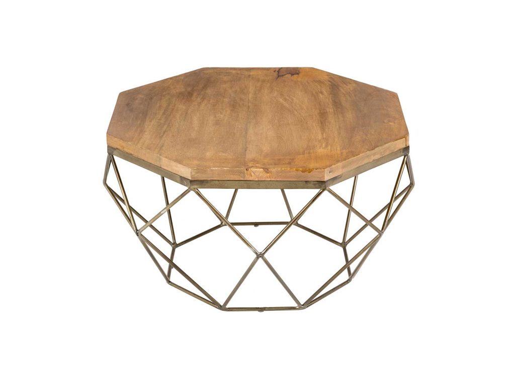 Table de salon en bois massif et laiton