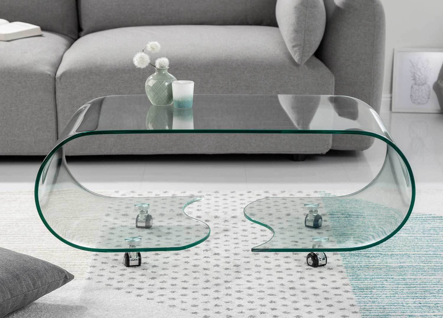 Table de salon en verre design 90 cm