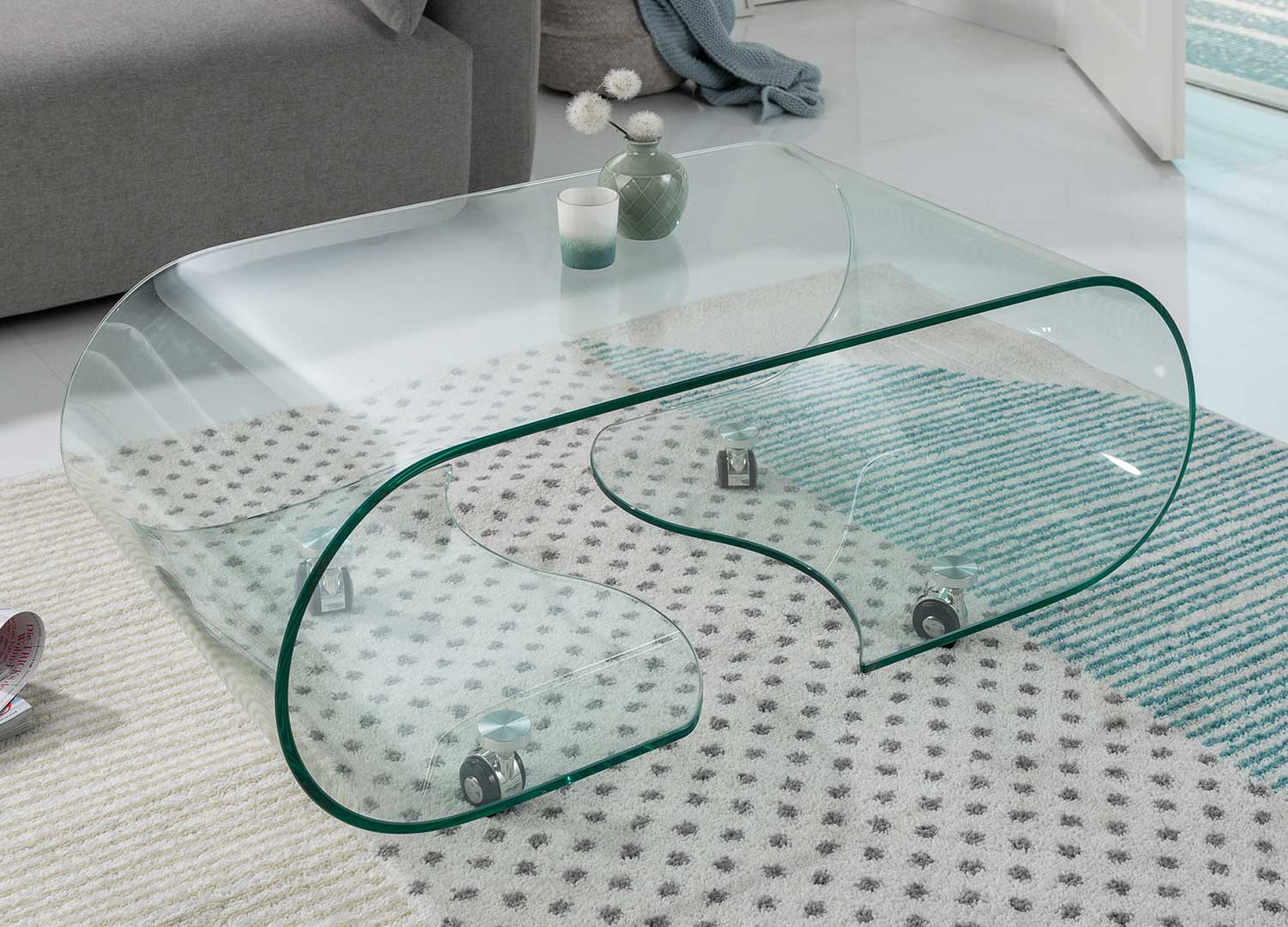 Table de salon en verre design 90 cm