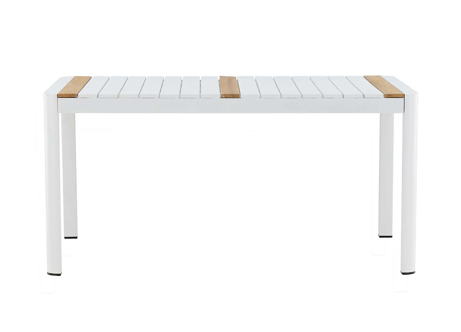Table d'extérieur 150 cm teck et aluminium blanc