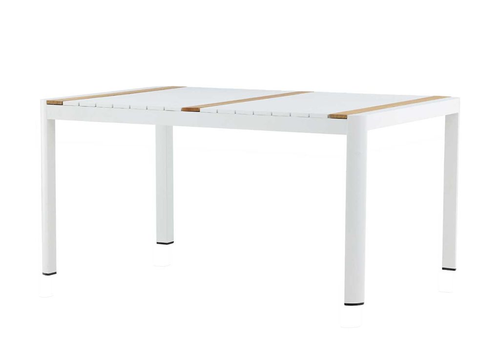 Table d'extérieur 150 cm teck et aluminium blanc
