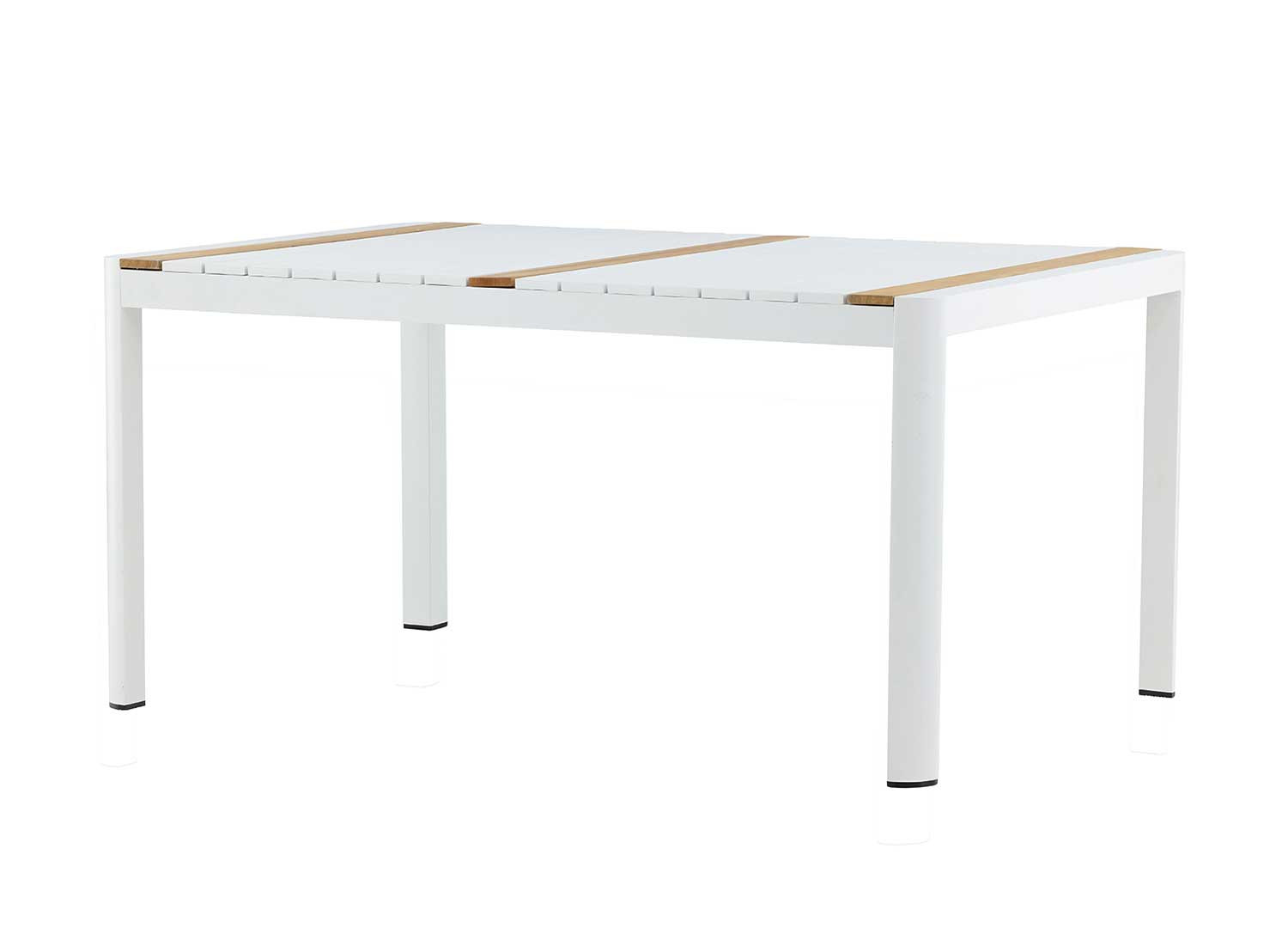 Table d'extérieur 150 cm teck et aluminium blanc
