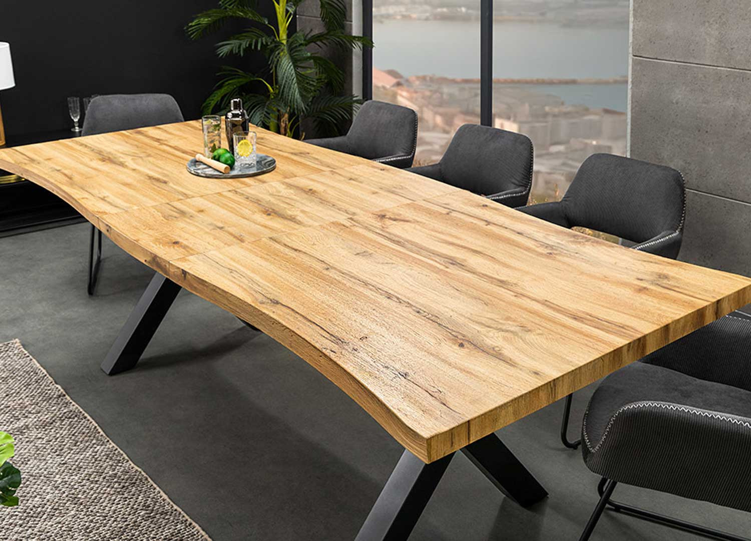 Table extensible 180-220 cm aspect chêne sauvage Sakura