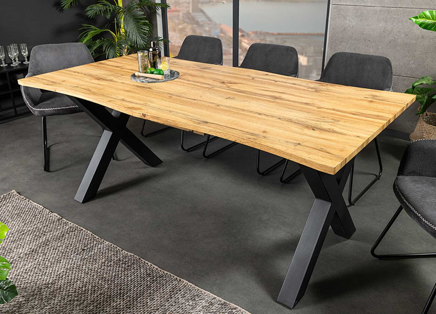 Table extensible 180-220 cm aspect chêne sauvage Sakura