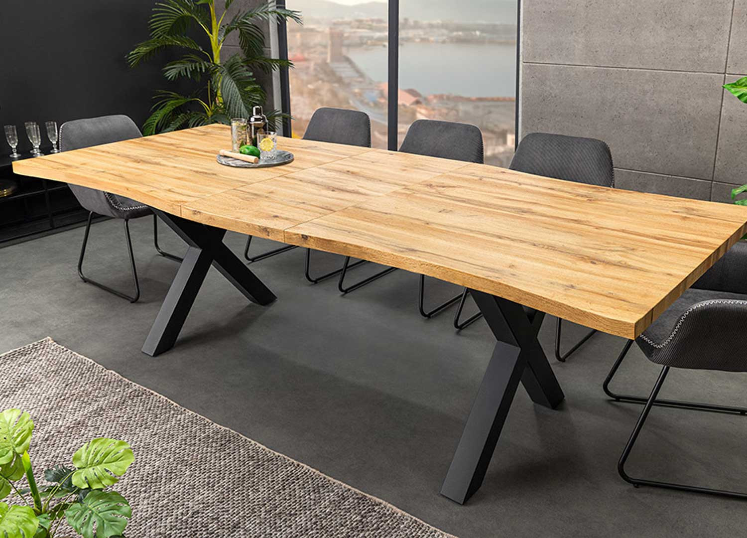 Table extensible 180-220 cm aspect chêne sauvage Sakura