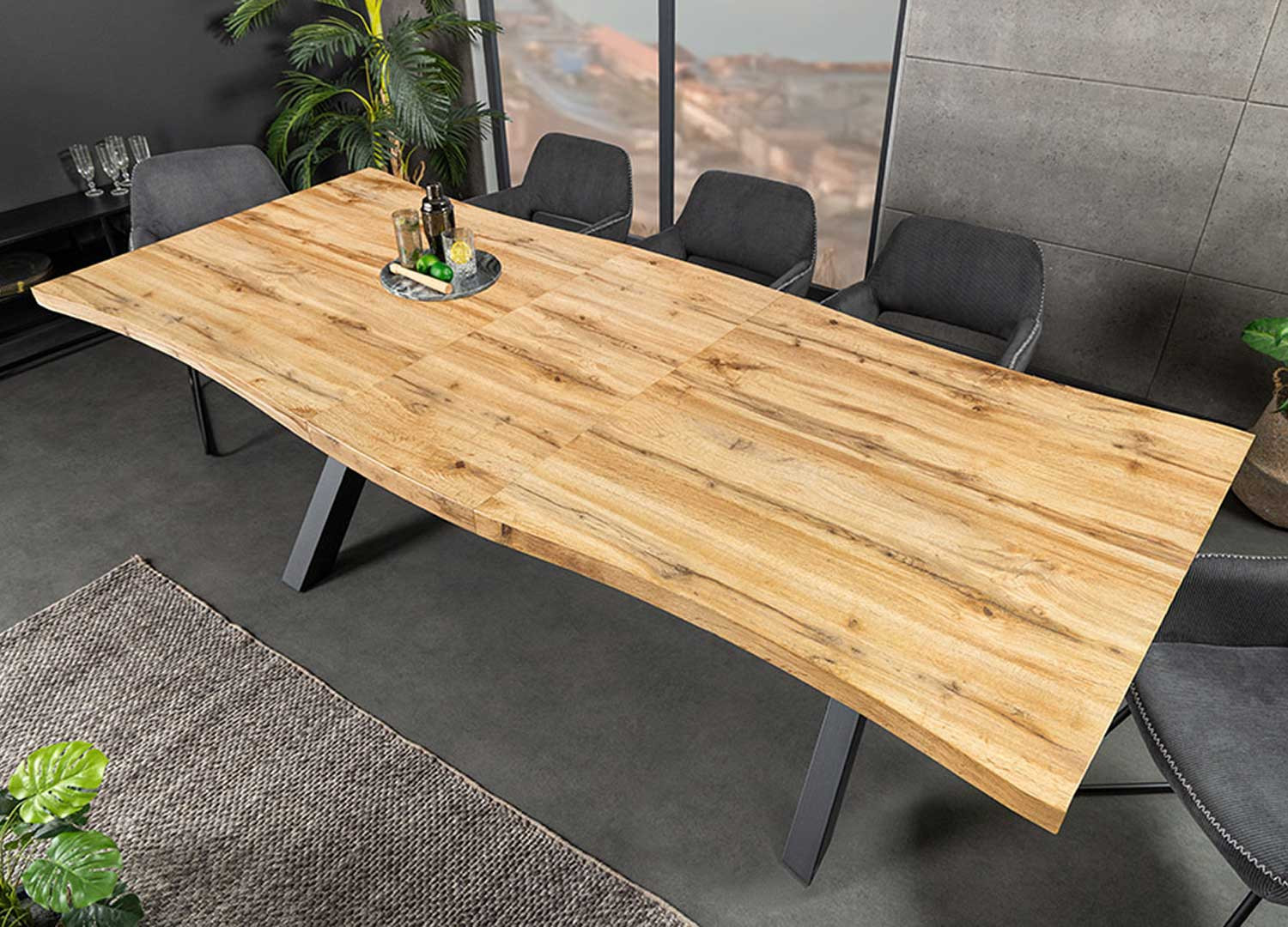 Table extensible 180-220 cm aspect chêne sauvage Sakura