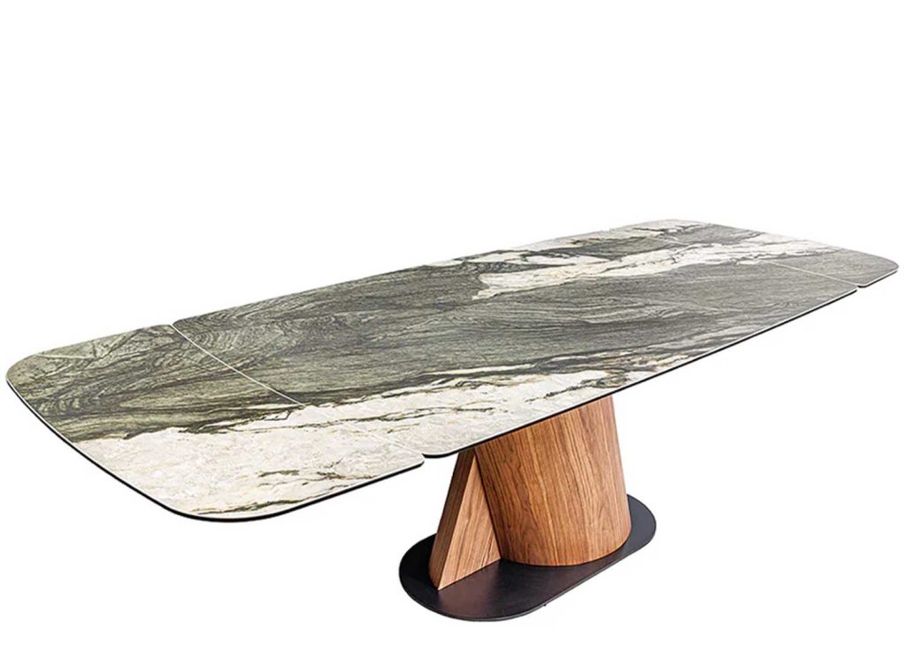 Table extensible 180-260 céramique gris taupe et noyer Myra
