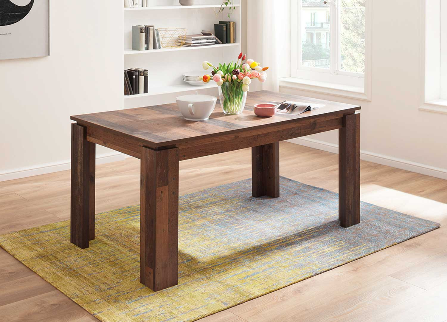 Table extensible chêne foncé en bois 160-200 cm
