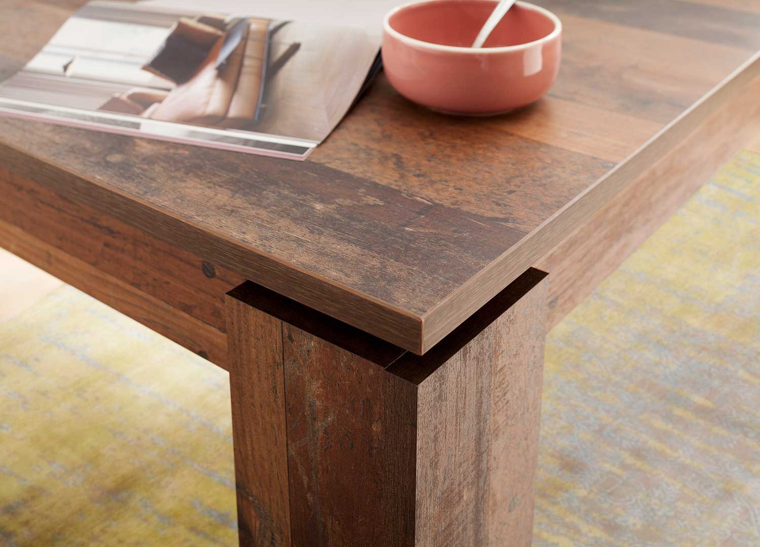 Table extensible chêne foncé en bois 160-200 cm
