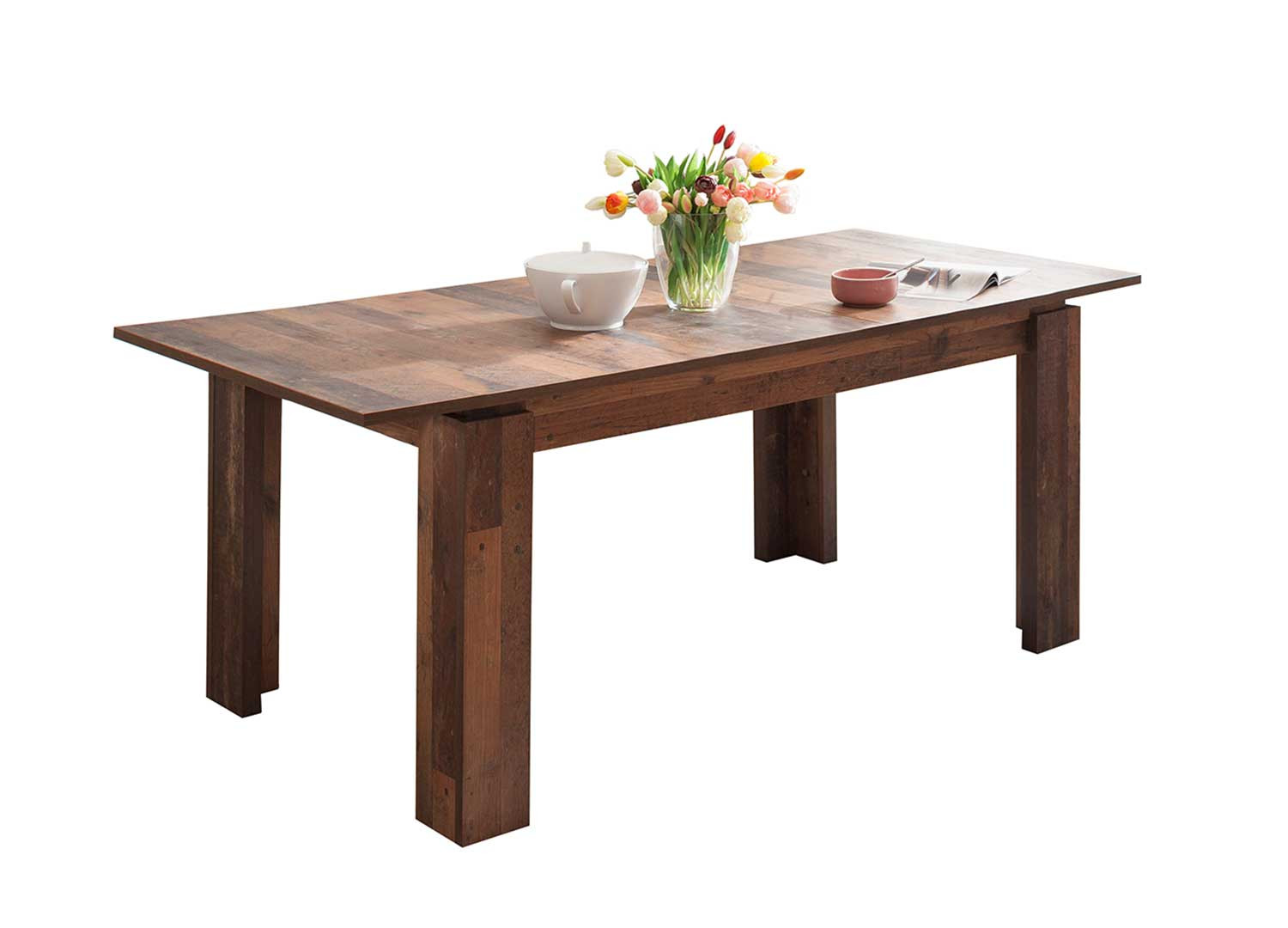 Table extensible chêne foncé en bois 160-200 cm