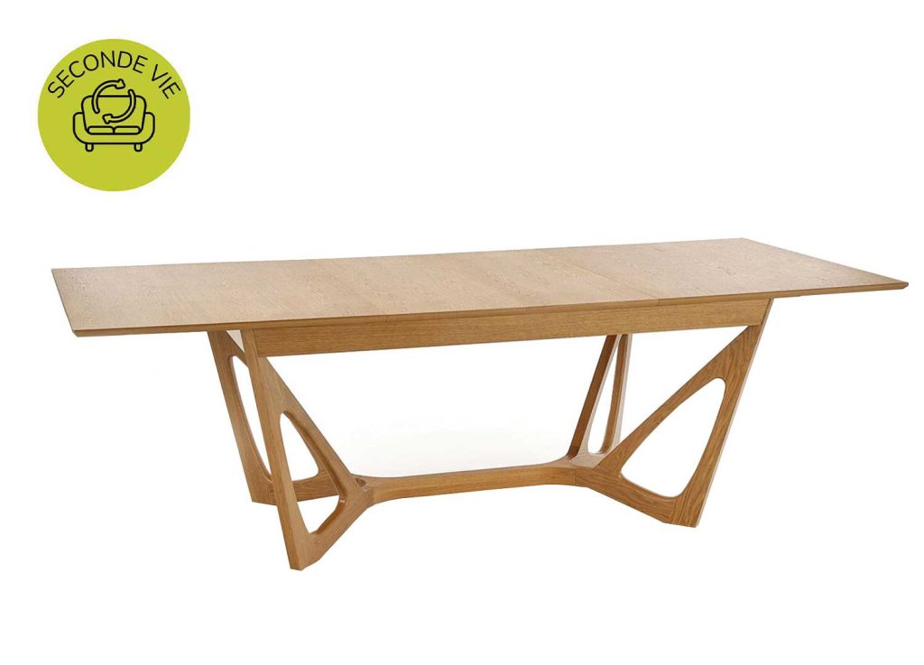 Table extensible en bois couleur chêne 160-240 cm "SECONDE VIE"