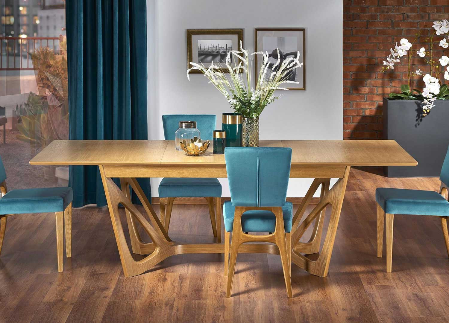 Table extensible en bois couleur chêne 160-240 cm "SECONDE VIE"